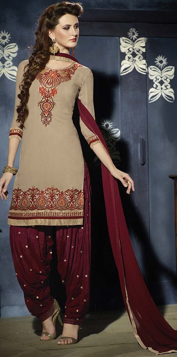 Fawn Solid Semi Patiala Woollen Salwar